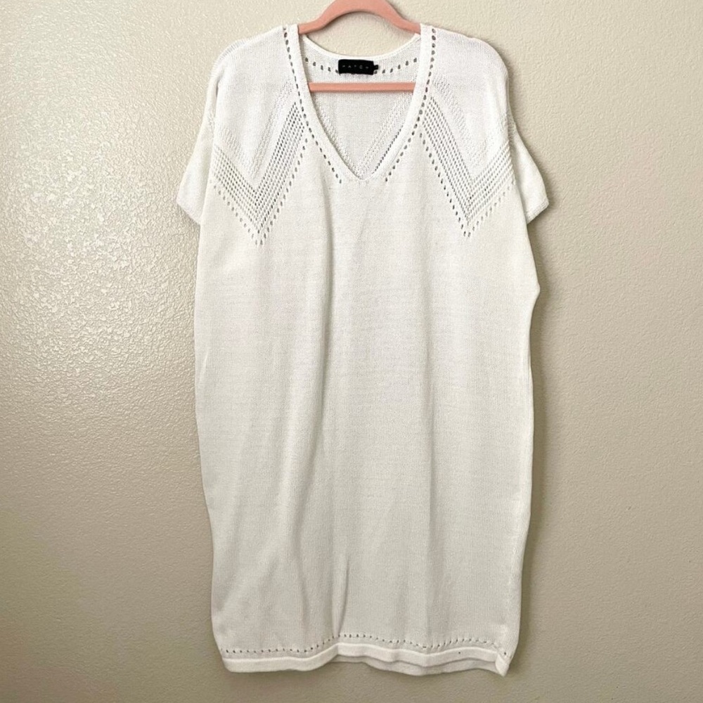 Hatch Maternity Dress Womens Size 1 Small White Crochet Knit Mini Beach Coastal